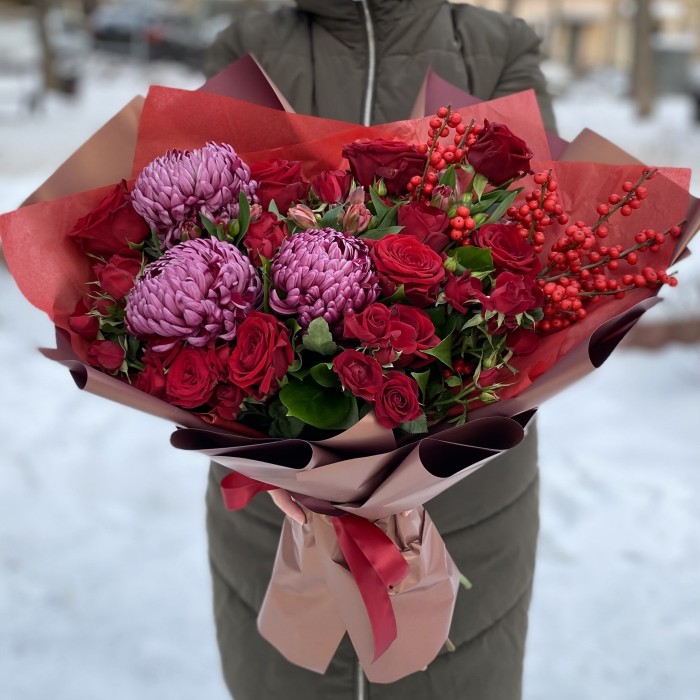 Авторский букет Рябиновые бусы