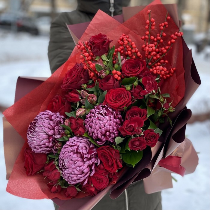 Авторский букет Рябиновые бусы