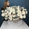 151 белый и нежно-розовый ранункулюс в большой коробке