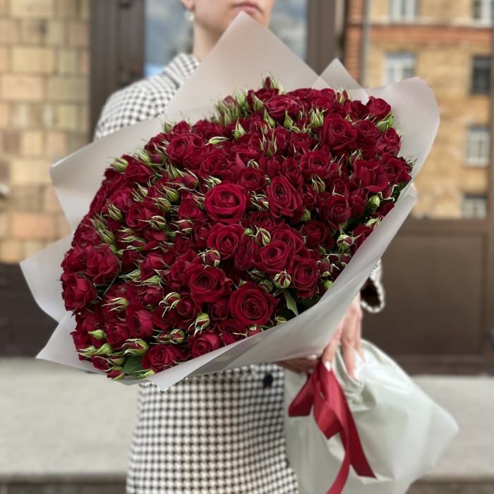 51 Кустовая красная Роза Рубикон 60 см