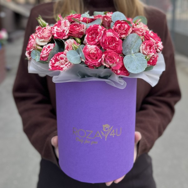 7 кустовых роз Файрфоркс в коробке