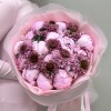 15 пионов Сара Бернар с розовой скабиозой