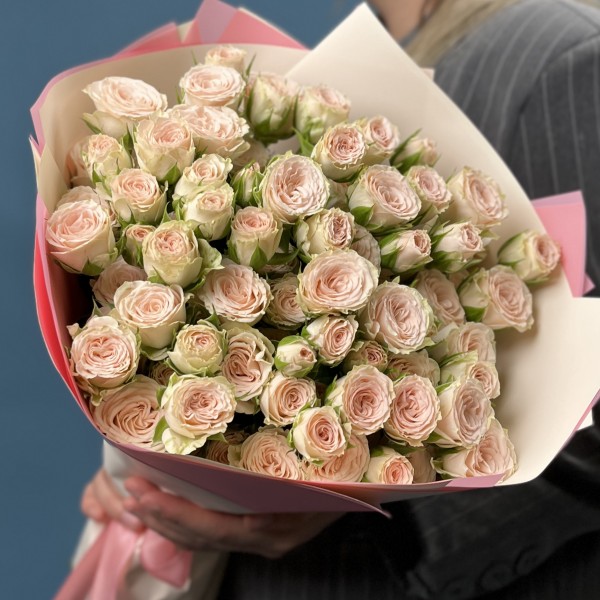 15 кустовых кремовых роз Рослин 40 см