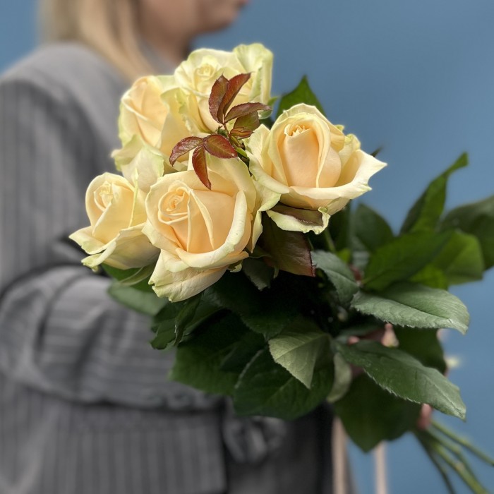 5 роз Пич Аваланш 60 см