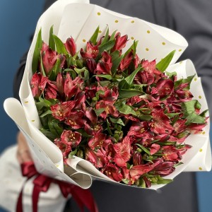 15 красных альстромерий