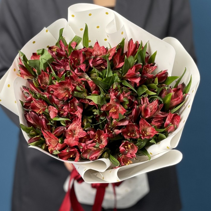 15 красных альстромерий