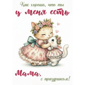 Открытка &quot;Мама с праздником, кошечки&quot;