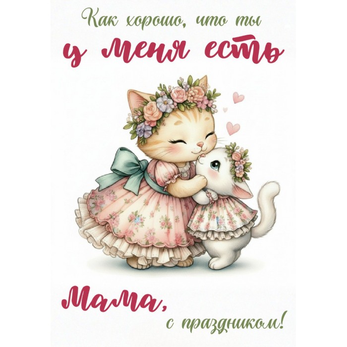 Открытка "Мама с праздником, кошечки"