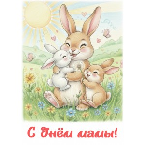 Открытка &quot;С Днем Мамы, зайчики&quot;
