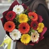 Огненный микс из 11 гербер с гринбелом