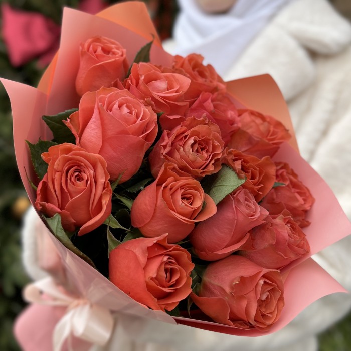 15 роз 50 см Корал Экспрешен