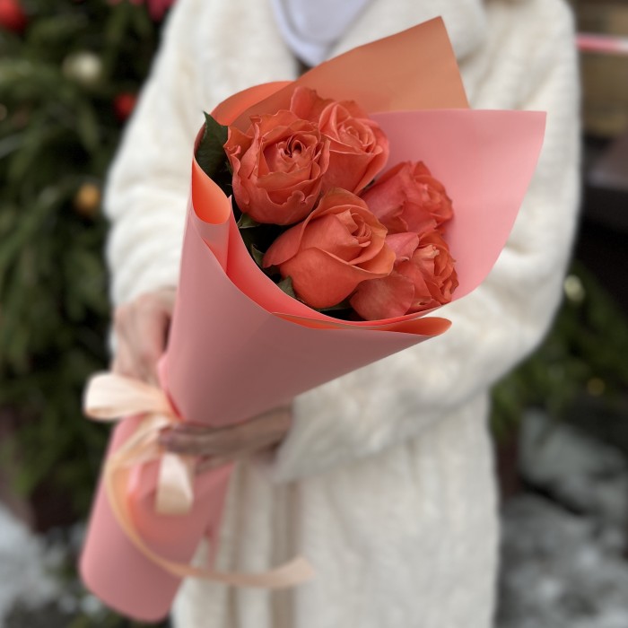5 роз 50см Корал Экспрешен