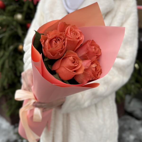 5 роз 50см Корал Экспрешен