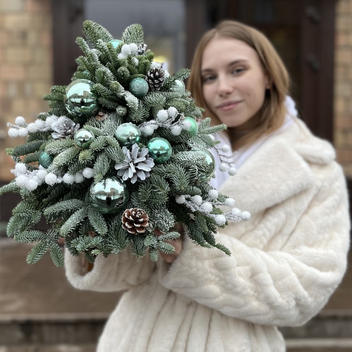 Новогодняя елочка Бирюзовый снегопад