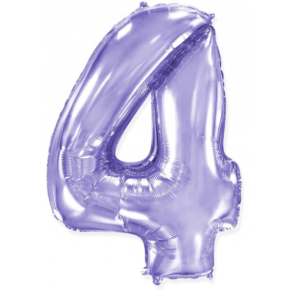 Сиреневый фольгированный шар цифра 4
