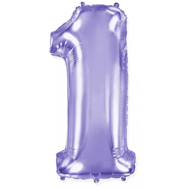Сиреневый фольгированный шар цифра 1