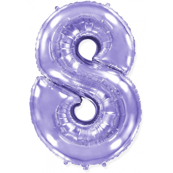 Сиреневый фольгированный шар цифра 8