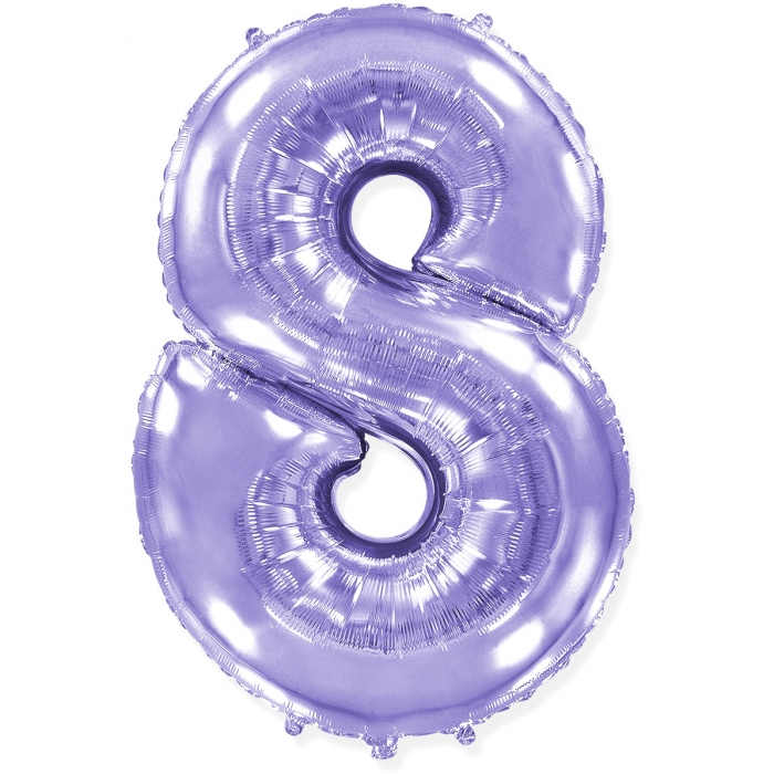 Сиреневый фольгированный шар цифра 8