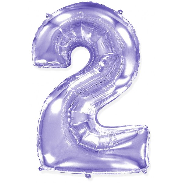 Сиреневый фольгированный шар цифра 2