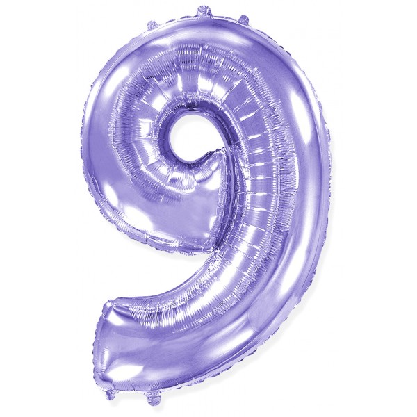 Сиреневый фольгированный шар цифра 9