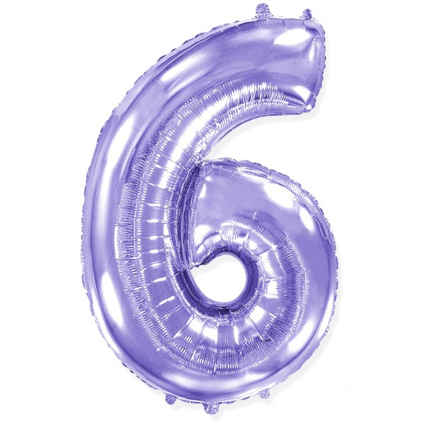 Сиреневый фольгированный шар цифра 6