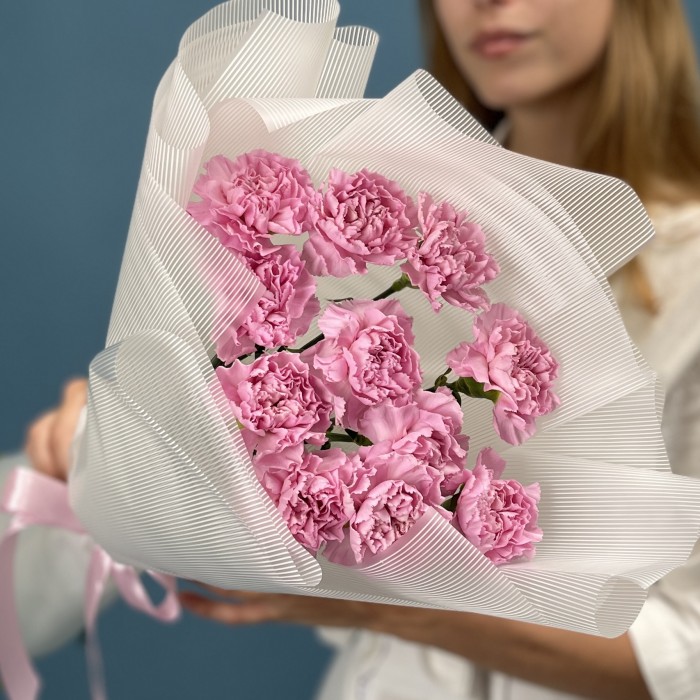 11 сиреневых гвоздик