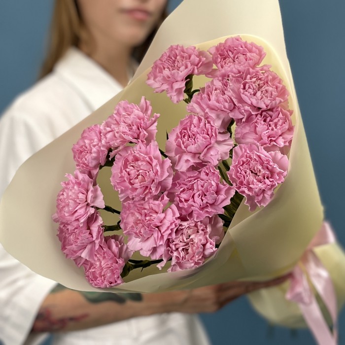 15 сиреневых гвоздик