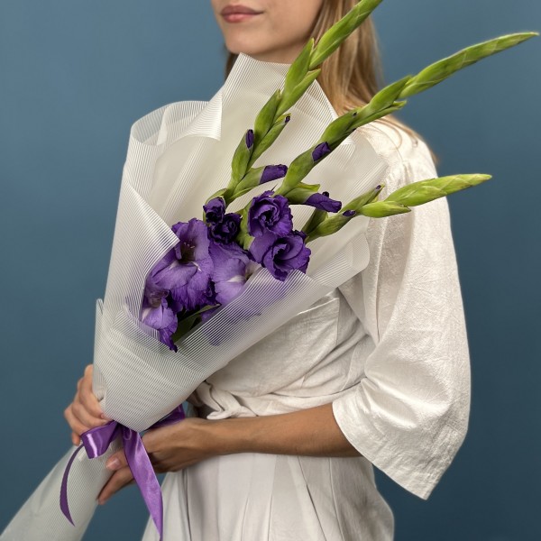 3 темно-фиолетовых гладиолуса