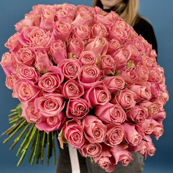 101 лососевая Роза Хермоса 60 см