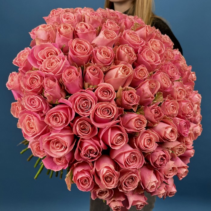 101 лососевая Роза Хермоса 60 см