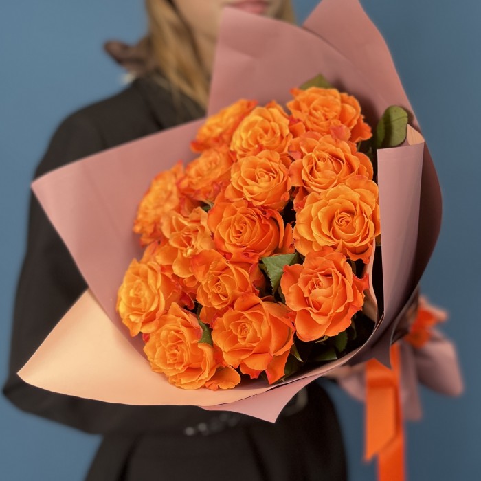 15 огненных роз Мэри Клэр 40 см