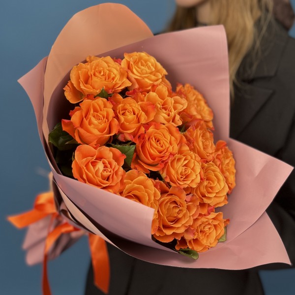 15 огненных роз Мэри Клэр 40 см