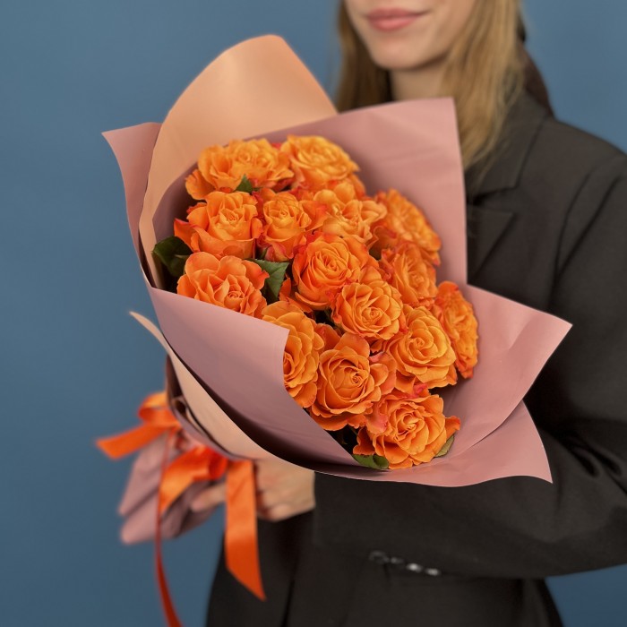 15 огненных роз Мэри Клэр 40 см