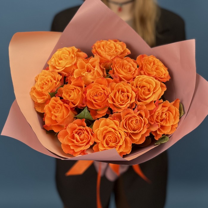 15 огненных роз Мэри Клэр 40 см