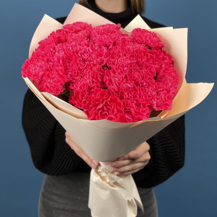 25 малиновых гвоздик
