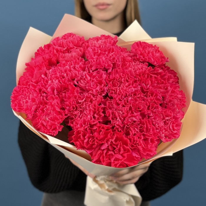 25 малиновых гвоздик