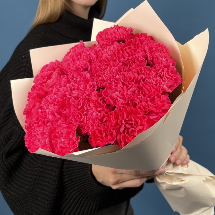 25 малиновых гвоздик