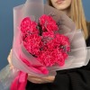 7 малиновых гвоздик с лимониумом