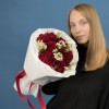 9 пышных бордовых гвоздик