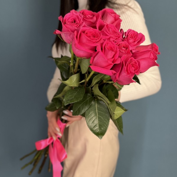 11 малиновых роз Пинк Флойд 70 см