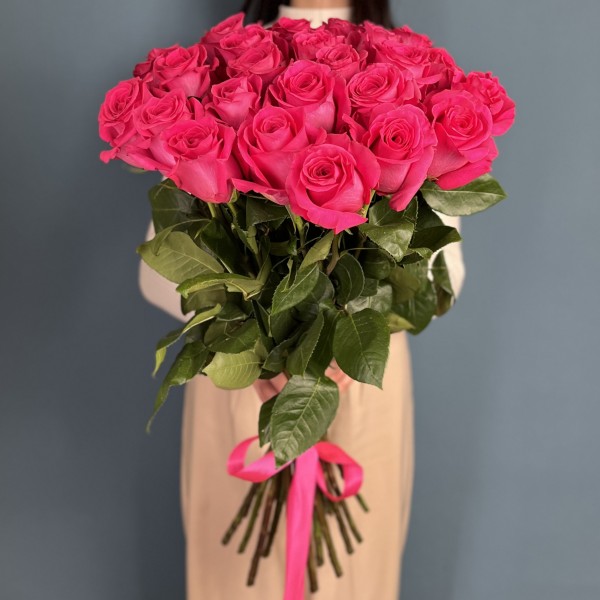 25 малиновых роз Пинк Флойд 70 см