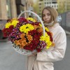 25 кустовых хризантем Яркий Mix в корзине