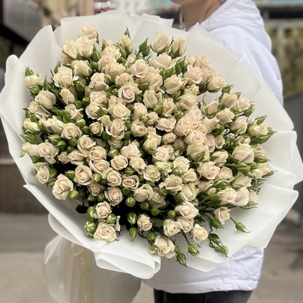 25 кустовых роз Роял Порцелина 70 см