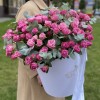 25 пионовидных кустовых роз Леди Бомбастик в коробке
