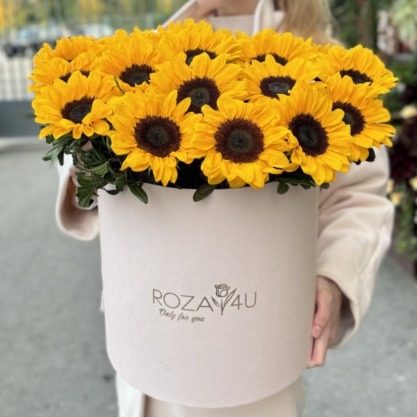 25 подсолнухов в коробке
