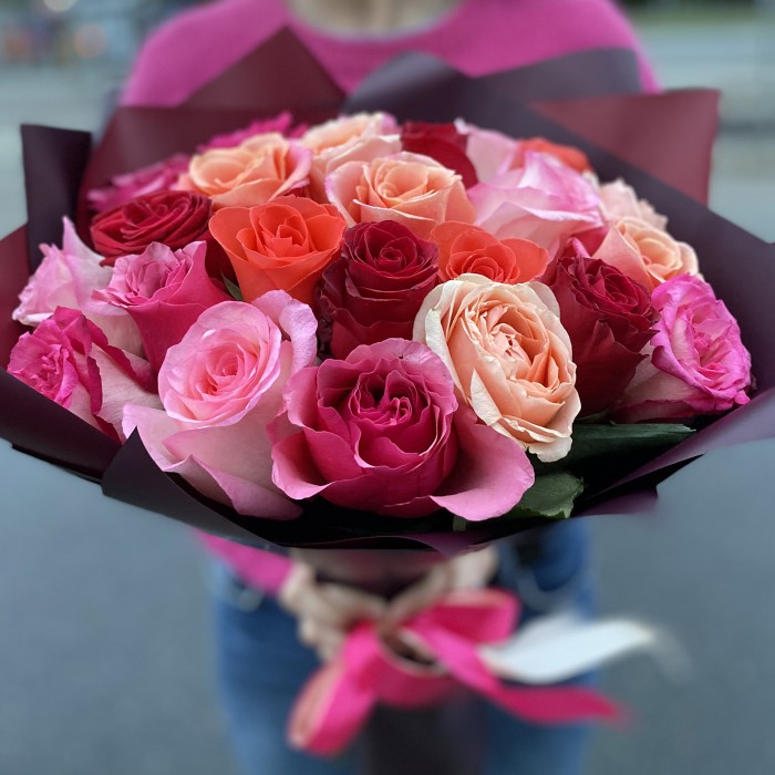 25 роз 60 см Микс