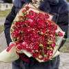 25 Бело-малиновых кустовых роз Твинки блоссом 40см