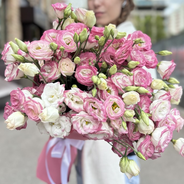 25 бело-розовых эустом