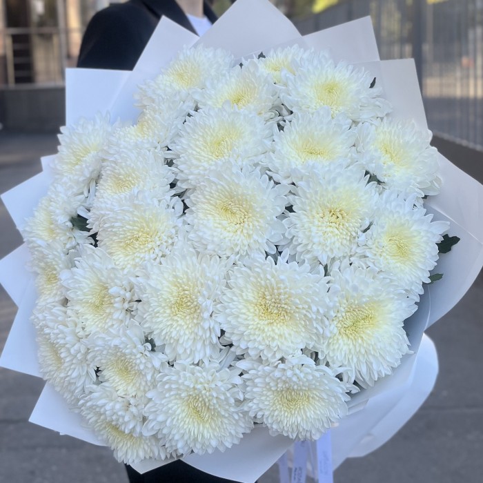 25 белых хризантем Магнум