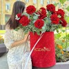 25 французских красных роз в бархатной коробке